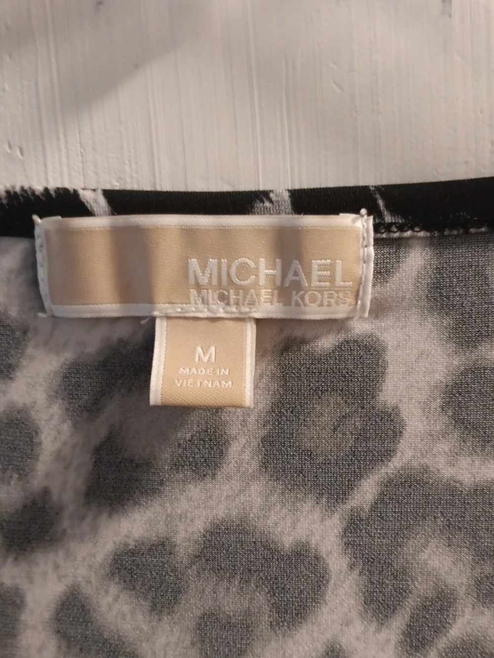 Michael Kors Sleeveless Cowl Neck Leopard Print Top - Black & White